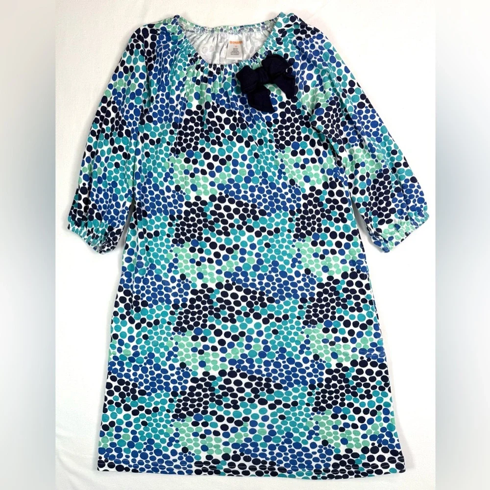 GYMBOREE‎ Collector Retired Girls Blue Green Dot Print Dress Size 10 Winter 2017